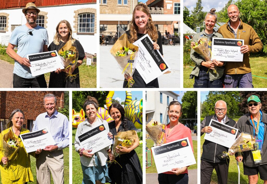 Pengaregn över Vadstena Sparbanks stipendiater ovationspristagare gruppbild web
