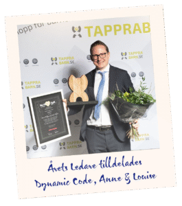 Anne Kihlgren och Louise Nylén - Dynamic Code är vinnare i kategorin Årets ledare på Linköpings välgörenhetsgala polaroid dynamic